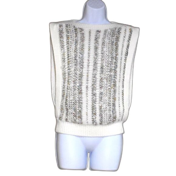 VTG Womens Wool Blend Sweater Vest Striped Knit Preppy Sleeveless Top Sz Medium - Picture 1 of 11